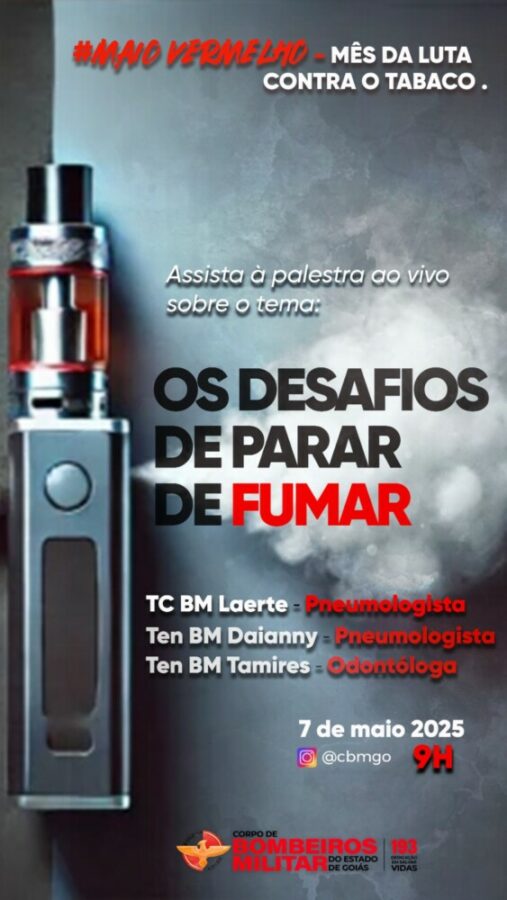 CBMGO alerta para os perigos do tabagismo no Maio Vermelho e promove ações de conscientização
