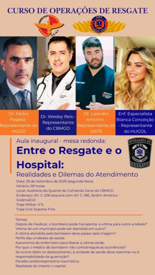 CBMGO promove aula inaugural do Curso de Operações de Resgate com mesa redonda de especialistas